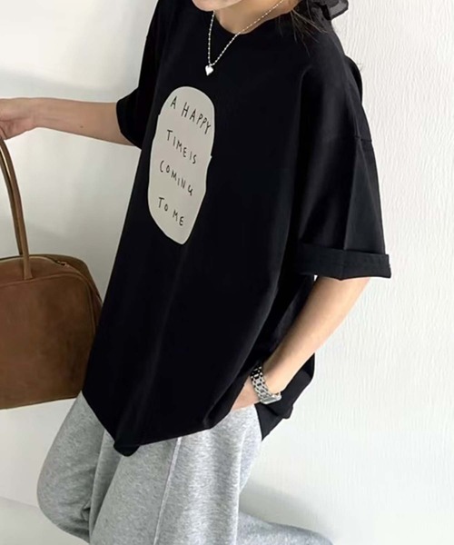 aimoha（アイモハ）の「シンプルメッセージプリントTシャツ（Tシャツ/カットソー・レディース・グリーン/ワインレッド/オレンジ/ブラック/ホワイト・FREE）」の7枚目の写真