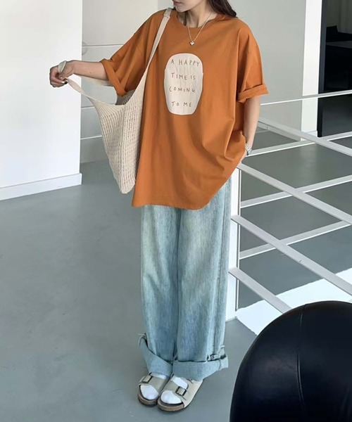 aimoha（アイモハ）の「シンプルメッセージプリントTシャツ（Tシャツ/カットソー・レディース・グリーン/ワインレッド/オレンジ/ブラック/ホワイト・FREE）」の8枚目の写真