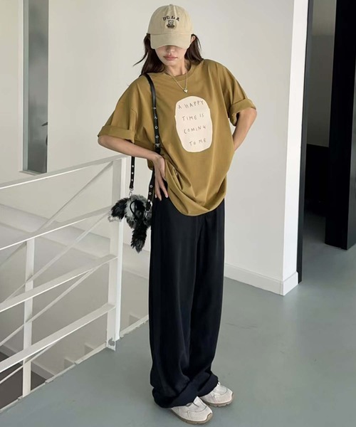 aimoha（アイモハ）の「シンプルメッセージプリントTシャツ（Tシャツ/カットソー・レディース・グリーン/ワインレッド/オレンジ/ブラック/ホワイト・FREE）」の9枚目の写真