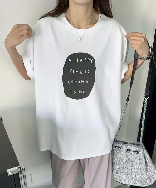 aimoha（アイモハ）の「シンプルメッセージプリントTシャツ（Tシャツ/カットソー・レディース・グリーン/ワインレッド/オレンジ/ブラック/ホワイト・FREE）」の15枚目の写真