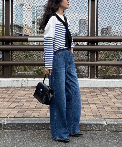 fredy emue(フレディエミュ)の「パネルボーダー刺繍プルオーバーカットソー(Tシャツ/カットソー・レディース・イエロー系その他/ピンク系その他/ブルー系その他/ブラック系その他・38)」の8枚目の写真
