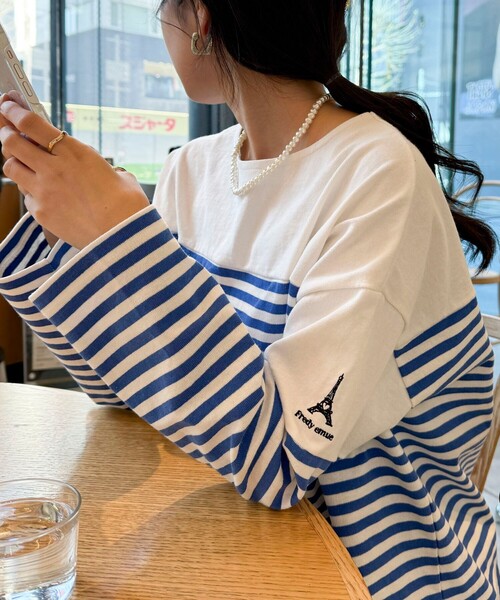 fredy emue(フレディエミュ)の「パネルボーダー刺繍プルオーバーカットソー(Tシャツ/カットソー・レディース・イエロー系その他/ピンク系その他/ブルー系その他/ブラック系その他・38)」の16枚目の写真