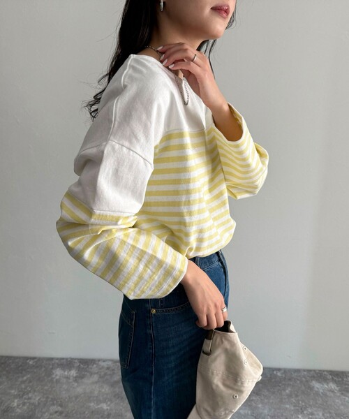 fredy emue(フレディエミュ)の「パネルボーダー刺繍プルオーバーカットソー(Tシャツ/カットソー・レディース・イエロー系その他/ピンク系その他/ブルー系その他/ブラック系その他・38)」の5枚目の写真