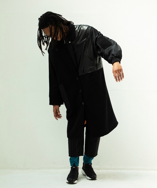 STOF（ストフ）の「FUSION RIDERS MIX COAT（ステンカラーコート・メンズ・ブラック/カーキ・S/M）」の7枚目の写真