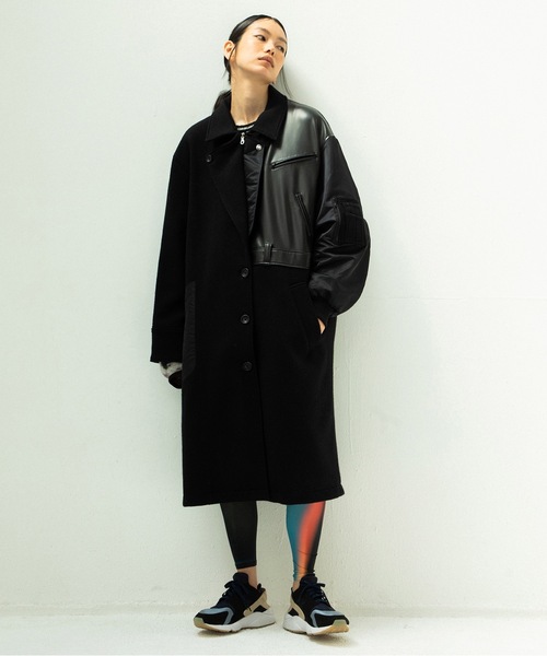 STOF（ストフ）の「FUSION RIDERS MIX COAT（ステンカラーコート・メンズ・ブラック/カーキ・S/M）」の10枚目の写真