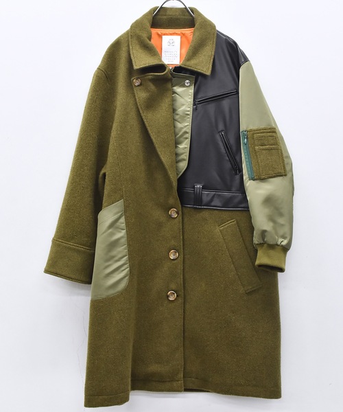 STOF（ストフ）の「FUSION RIDERS MIX COAT（ステンカラーコート・メンズ・ブラック/カーキ・S/M）」の15枚目の写真