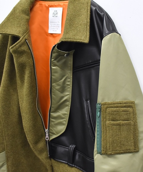 STOF（ストフ）の「FUSION RIDERS MIX COAT（ステンカラーコート・メンズ・ブラック/カーキ・S/M）」の20枚目の写真