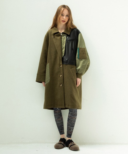 STOF（ストフ）の「FUSION RIDERS MIX COAT（ステンカラーコート・メンズ・ブラック/カーキ・S/M）」の13枚目の写真