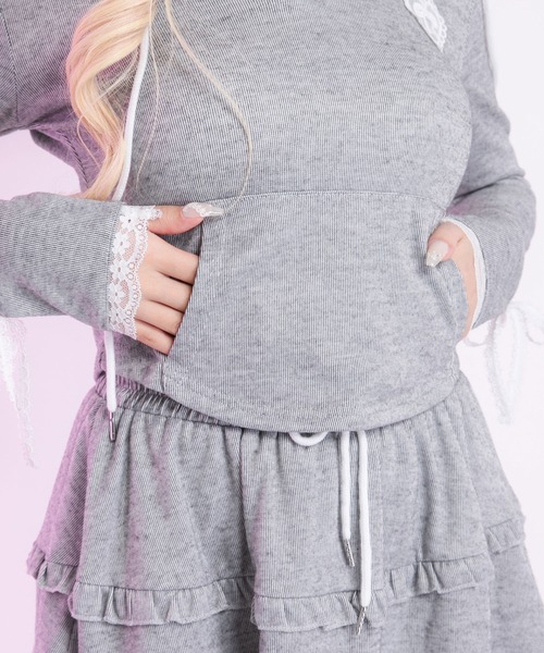 Diable baiser（ディアブルベーゼ）の「可愛いスポーティミックスフーディセットアップ（セットアップ・レディース・オフホワイト/グレー/ブラック・FREE）」の20枚目の写真