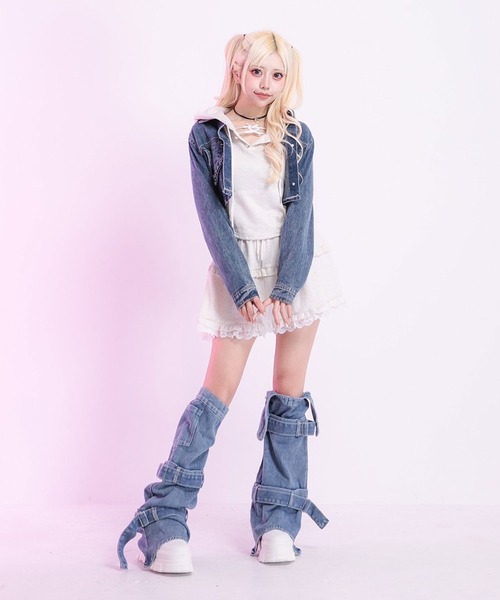 Diable baiser（ディアブルベーゼ）の「可愛いスポーティミックスフーディセットアップ（セットアップ・レディース・オフホワイト/グレー/ブラック・FREE）」の6枚目の写真