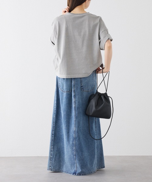 PUAL CE CIN（ピュアルセシン）の「スーピマコットンBIGロゴショートTシャツ（Tシャツ/カットソー・レディース・オフホワイト/グレー・FREE）」の16枚目の写真