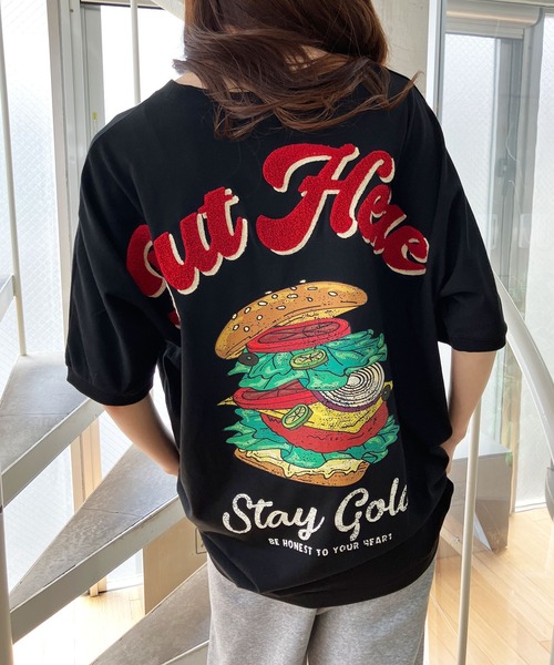 GLAMOROUS JANE(グラマラスジェーン)の「クルードルマンハンバーガープリントTシャツ(Tシャツ/カットソー・レディース・ブラック/オフホワイト/チャコールグレー/杢グレー・FREE)」の3枚目の写真