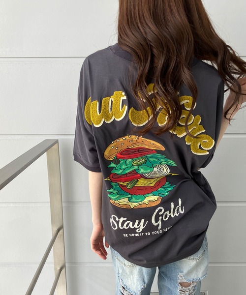 GLAMOROUS JANE(グラマラスジェーン)の「クルードルマンハンバーガープリントTシャツ(Tシャツ/カットソー・レディース・ブラック/オフホワイト/チャコールグレー/杢グレー・FREE)」の15枚目の写真