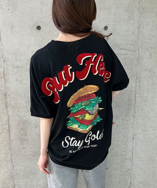 GLAMOROUS JANE(グラマラスジェーン)の「クルードルマンハンバーガープリントTシャツ(Tシャツ/カットソー・レディース・ブラック/オフホワイト/チャコールグレー/杢グレー・FREE)」の9枚目の写真