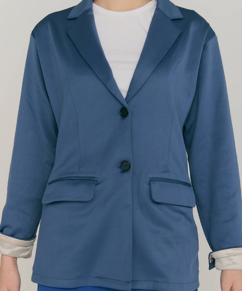 BLUE×PALANG(ブルーパラン)の「NEO GATHER JACKET(テーラードジャケット・レディース・ダークブルー・FREE)」の6枚目の写真