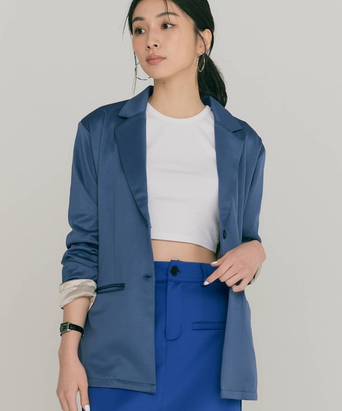 BLUE×PALANG(ブルーパラン)の「NEO GATHER JACKET(テーラードジャケット・レディース・ダークブルー・FREE)」の4枚目の写真