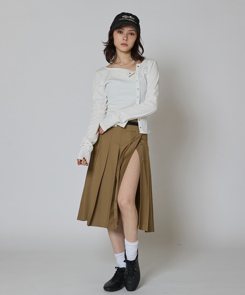アクレント ACLENT プリーツ ラップ ロングスカート 人気完売 ストレッチ プリーツラップロングスカート｜ACLENT（アクレント）