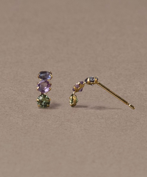 JUPITER(ジュピター)の「【K10】天然石フープピアス<動画あり>(ピアス(両耳用)・レディース・ゴールド/マルチ・FREE)」の2枚目の写真