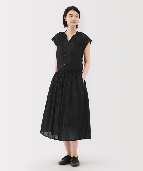 無印良品（ムジルシリョウヒン）の「婦人　強撚ボイル　ギャザースカート（スカート・レディース・ダークグリーン/ブラック/オフホワイト/ブラック系・L/M/S/XL）」の14枚目の写真