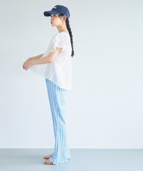 coca（coca）（コカ）の「Vネック袖フリルブラウス（シャツ/ブラウス・レディース・イエロー/チャコール/ホワイト/グレイッシュベージュ・L/M）」の7枚目の写真