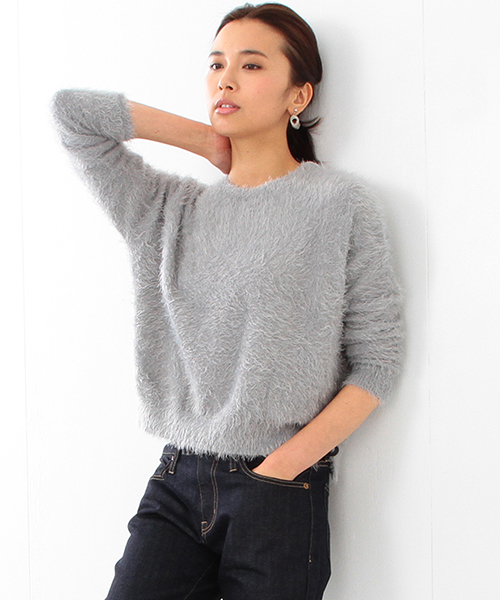 BEAMS LIGHTS Women's(ビームスライツ ウィメンズ)の「BEAMS LIGHTS / 裾スリットフェザープルオーバー(ニット/セーター・レディース・ホワイト系その他/グレー・ONE SIZE)」の1枚目の写真
