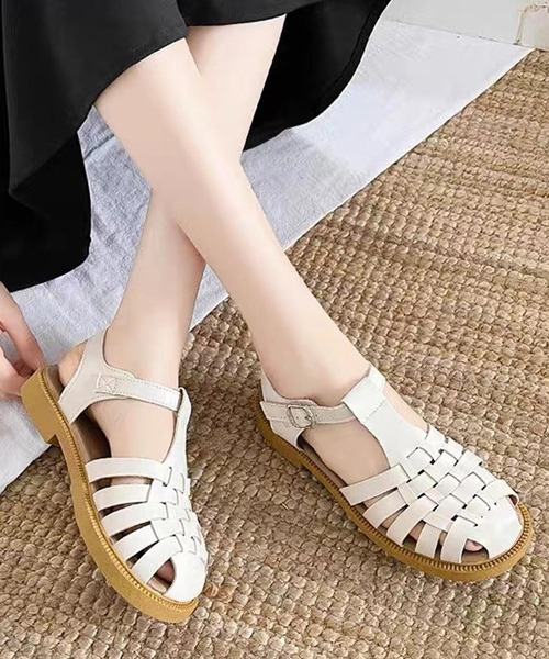 shopnikoniko（ショップニコニコ）の「グルカサンダル フラットソールサンダル（サンダル・レディース・ホワイト/ブラック・38/37/36/39）」の6枚目の写真