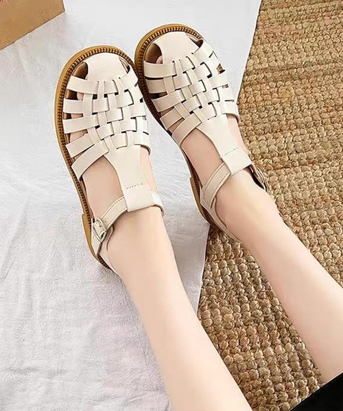 shopnikoniko（ショップニコニコ）の「グルカサンダル フラットソールサンダル（サンダル・レディース・ホワイト/ブラック・38/37/36/39）」の4枚目の写真