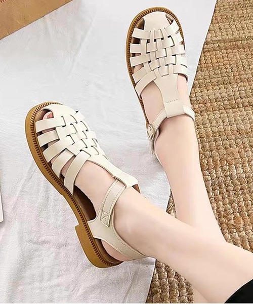 shopnikoniko（ショップニコニコ）の「グルカサンダル フラットソールサンダル（サンダル・レディース・ホワイト/ブラック・38/37/36/39）」の3枚目の写真