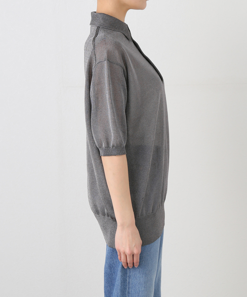 plage(プラージュ)の「CURRENTAGE / カレンテージ METALIC C/KNIT トップス(ニット/セーター・レディース・チャコールグレー・FREE)」の2枚目の写真