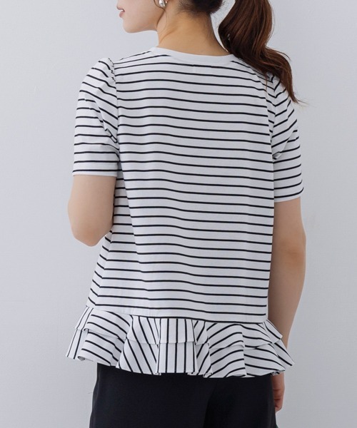 Sono(ソーノ)の「【SONO/ソーノ】エクセレントコットンミニティアードフレアTEE(Tシャツ/カットソー・レディース・ホワイト/ホワイト×ブラック/ブラック・1/2)」の10枚目の写真