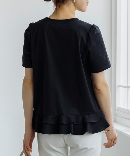Sono(ソーノ)の「【SONO/ソーノ】エクセレントコットンミニティアードフレアTEE(Tシャツ/カットソー・レディース・ホワイト/ホワイト×ブラック/ブラック・1/2)」の19枚目の写真