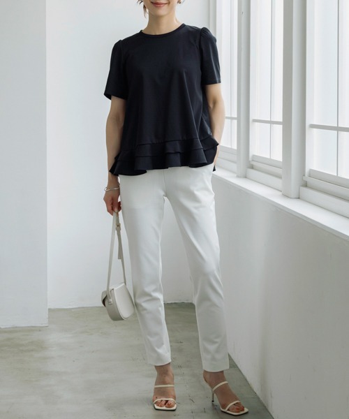 Sono(ソーノ)の「【SONO/ソーノ】エクセレントコットンミニティアードフレアTEE(Tシャツ/カットソー・レディース・ホワイト/ホワイト×ブラック/ブラック・1/2)」の20枚目の写真