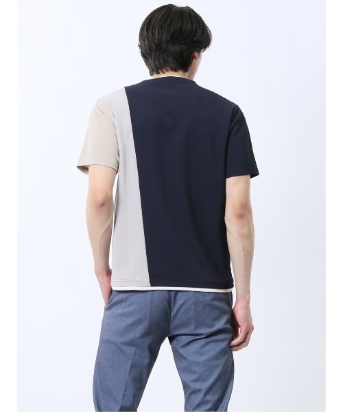 TAKA-Q(タカキュー)の「【ストレッチ 吸水速乾】タカキュー ポンチ配色 クルーネック 半袖 Tシャツ(Tシャツ/カットソー・メンズ・ネイビー/ホワイト・MEDIUM/LARGE/X-LARGE)」の20枚目の写真