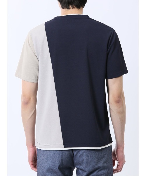 TAKA-Q(タカキュー)の「【ストレッチ 吸水速乾】タカキュー ポンチ配色 クルーネック 半袖 Tシャツ(Tシャツ/カットソー・メンズ・ネイビー/ホワイト・MEDIUM/LARGE/X-LARGE)」の7枚目の写真