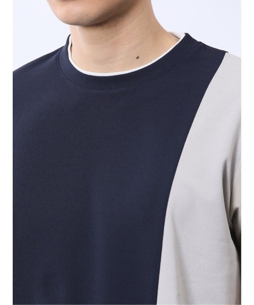 TAKA-Q(タカキュー)の「【ストレッチ 吸水速乾】タカキュー ポンチ配色 クルーネック 半袖 Tシャツ(Tシャツ/カットソー・メンズ・ネイビー/ホワイト・MEDIUM/LARGE/X-LARGE)」の8枚目の写真