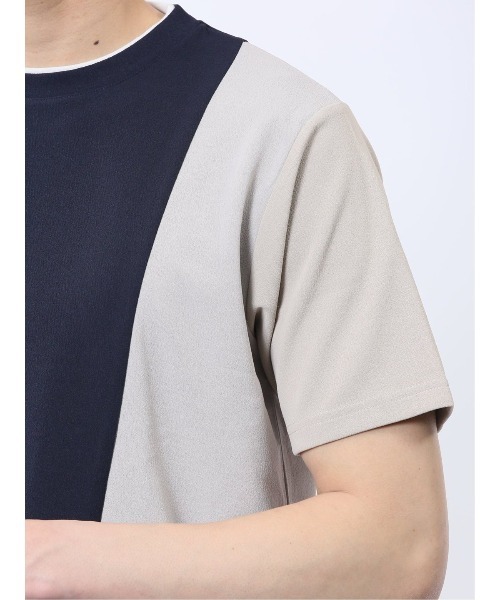 TAKA-Q(タカキュー)の「【ストレッチ 吸水速乾】タカキュー ポンチ配色 クルーネック 半袖 Tシャツ(Tシャツ/カットソー・メンズ・ネイビー/ホワイト・MEDIUM/LARGE/X-LARGE)」の9枚目の写真