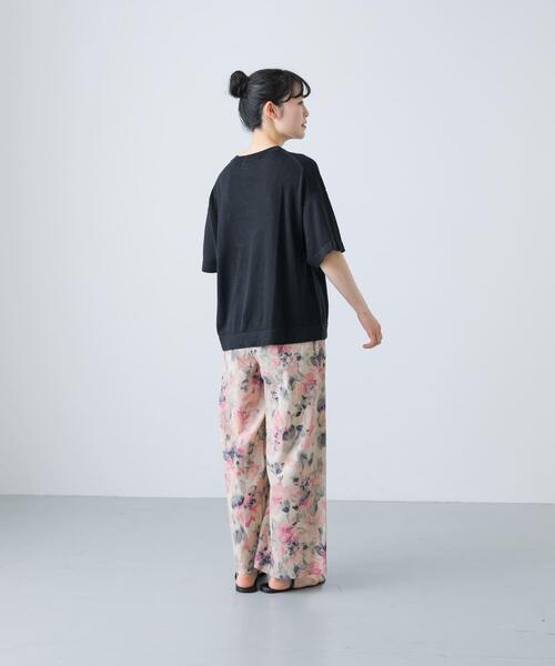 かぐれ(カグレ)の「リネン半袖クルーネックニット(ニット/セーター・レディース・ナチュラル/オフホワイト/ブラック・FREE)」の22枚目の写真