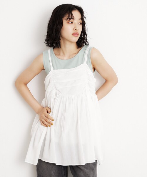 THE SHOP TK (ザ ショップ ティーケー )の「ギャザーチュニック【洗える】(チュニック・レディース・オフホワイト/ブラック/オレンジ・12/13)」の4枚目の写真
