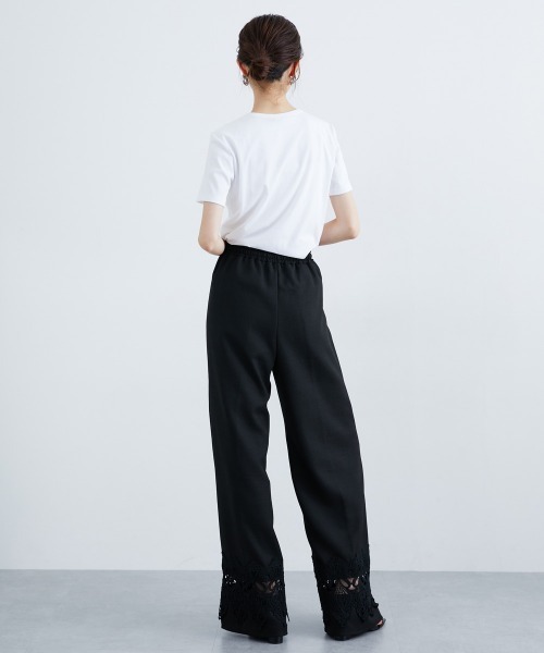 slattgir(スラットジール)の「高身長 裾レースデザインリラックスワイドパンツ(トールサイズ)(その他パンツ・レディース・ライム/ブラック・TM/TL/TLL/T3L/T4L/T5L)」の10枚目の写真