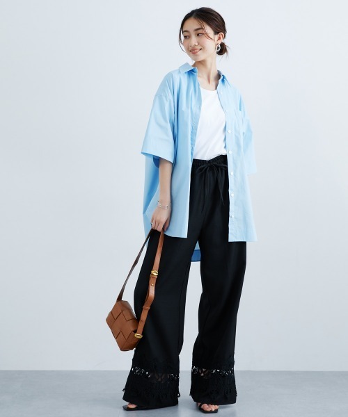 slattgir(スラットジール)の「高身長 裾レースデザインリラックスワイドパンツ(トールサイズ)(その他パンツ・レディース・ライム/ブラック・TM/TL/TLL/T3L/T4L/T5L)」の12枚目の写真