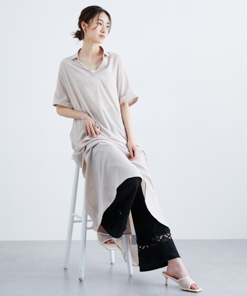 slattgir(スラットジール)の「高身長 裾レースデザインリラックスワイドパンツ(トールサイズ)(その他パンツ・レディース・ライム/ブラック・TM/TL/TLL/T3L/T4L/T5L)」の15枚目の写真