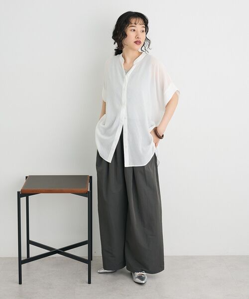 CRAFT STANDARD BOUTIQUE（クラフトスタンダードブティック）の「ヴィンテージボイルミルフィーユチュニック（シャツ/ブラウス・レディース・ベージュ/チャコールグレー/ホワイト/グリーン・FREE）」の13枚目の写真