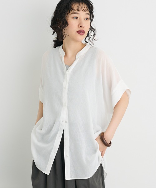 CRAFT STANDARD BOUTIQUE（クラフトスタンダードブティック）の「ヴィンテージボイルミルフィーユチュニック（シャツ/ブラウス・レディース・ベージュ/チャコールグレー/ホワイト/グリーン・FREE）」の2枚目の写真