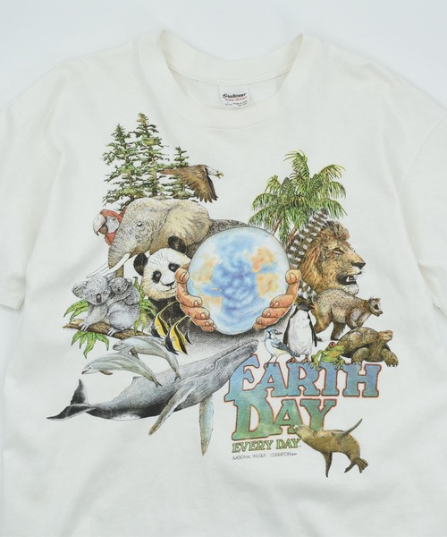 VINTAGE(ヴィンテージ)の「【USED】90’s Stedman “Earth day” アニマル Tシャツ(Tシャツ/カットソー・メンズ・ホワイト・LARGE)」の5枚目の写真