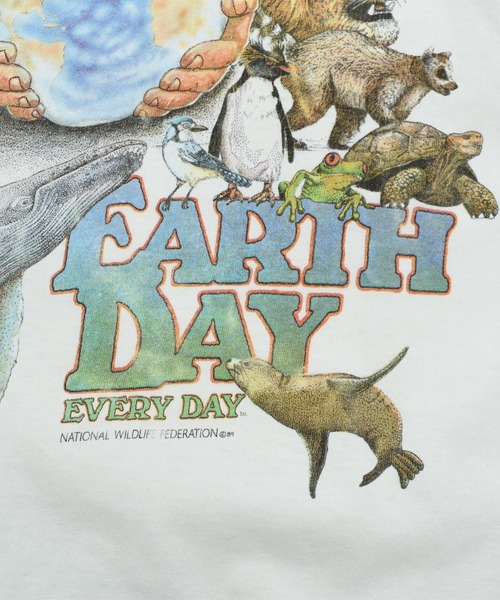 VINTAGE(ヴィンテージ)の「【USED】90’s Stedman “Earth day” アニマル Tシャツ(Tシャツ/カットソー・メンズ・ホワイト・LARGE)」の7枚目の写真