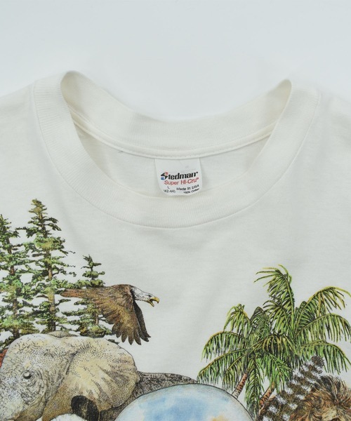 VINTAGE(ヴィンテージ)の「【USED】90’s Stedman “Earth day” アニマル Tシャツ(Tシャツ/カットソー・メンズ・ホワイト・LARGE)」の8枚目の写真