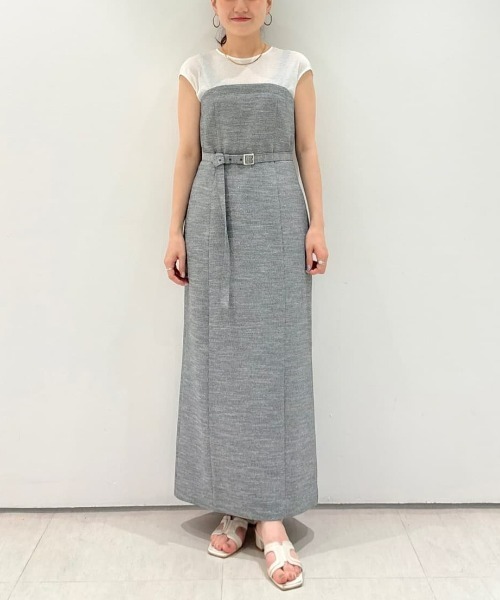 allureville（アルアバイル）の「コンパクトツイルカットコンビワンピース（ワンピース・レディース・アイボリー/グレー系その他・2/1）」の2枚目の写真