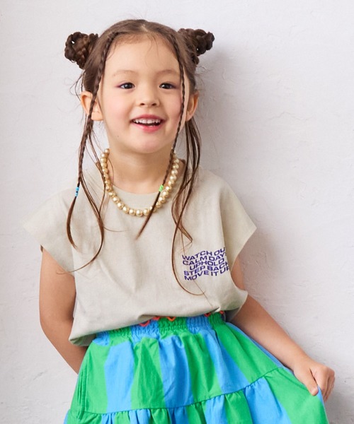 Life Support Products(ライフサポートプロダクツ)の「前後プリントノースリーブTシャツ(Tシャツ/カットソー・キッズ・パープル/チャコール/イエロー/モカ/ホワイト/ライトグリーン/オフホワイト/ブルー・80/90/110/130/140/150/95/100/120)」の3枚目の写真