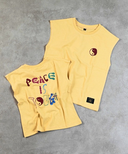 Life Support Products(ライフサポートプロダクツ)の「前後プリントノースリーブTシャツ(Tシャツ/カットソー・キッズ・パープル/チャコール/イエロー/モカ/ホワイト/ライトグリーン/オフホワイト/ブルー・80/90/110/130/140/150/95/100/120)」の8枚目の写真