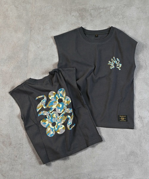 Life Support Products(ライフサポートプロダクツ)の「前後プリントノースリーブTシャツ(Tシャツ/カットソー・キッズ・パープル/チャコール/イエロー/モカ/ホワイト/ライトグリーン/オフホワイト/ブルー・80/90/110/130/140/150/95/100/120)」の13枚目の写真